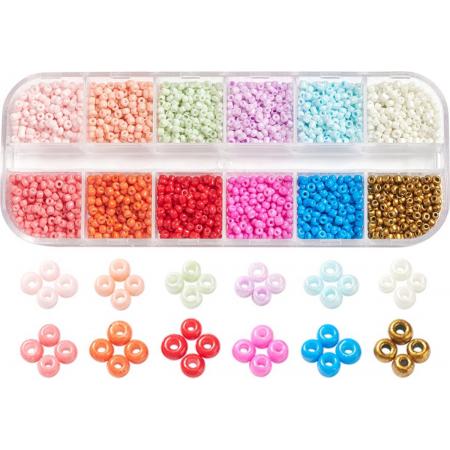 Vrolijke kralen box 2mm - Pastel regenboog 10 kleuren – 2mm Rocailles - 3.000 kralen – Zelf sieraden maken voor kinderen en volwassenen – DIY
